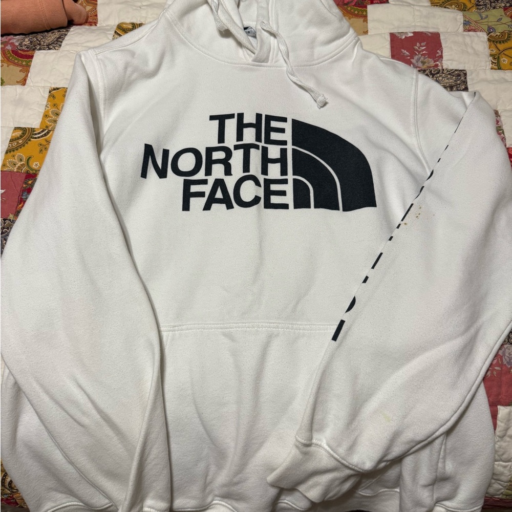 The North Face White Crewneck Hoodie with Black Logo